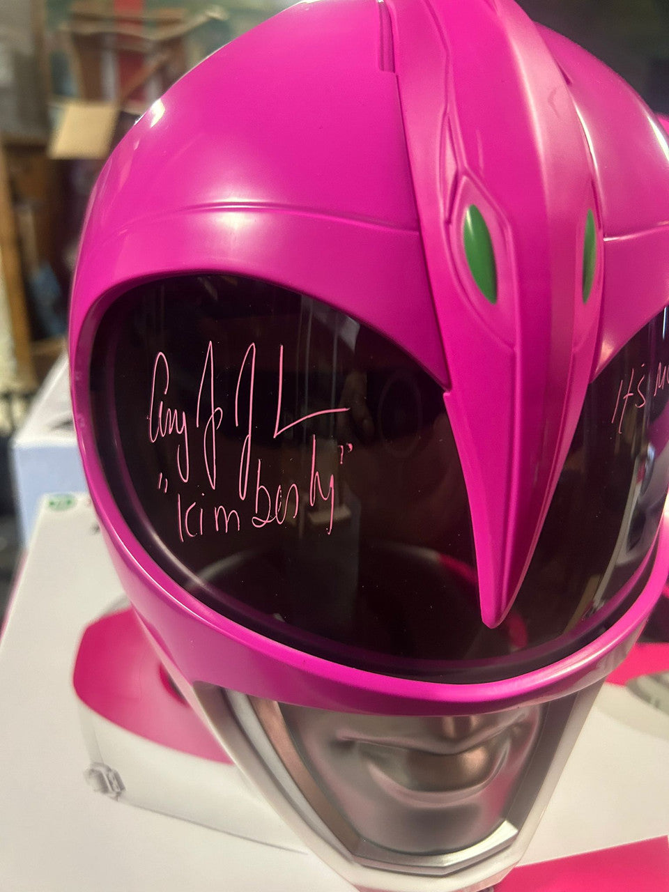 Amy Jo Johnson Signed Pink Power Ranger Helmet - SWAU Authenticated Helmet - Tophatter Daily Deals