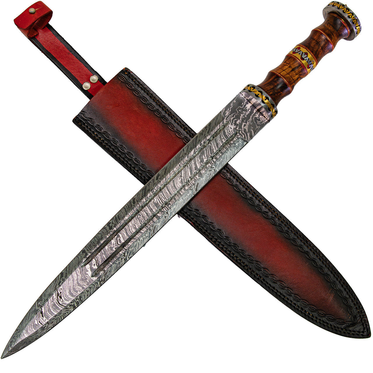 Ancient Conflict Roman Gladius Damascus Steel Sword Swords - Tophatter Daily Deals