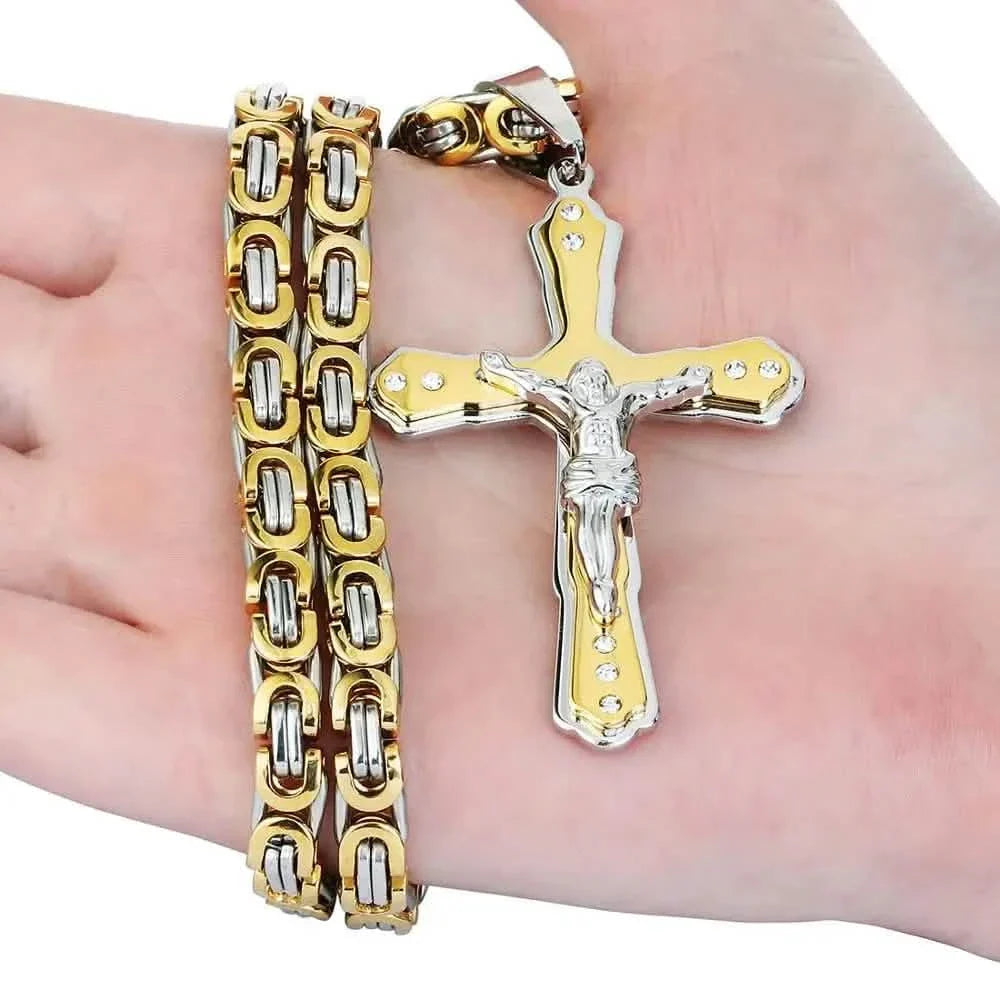 Men's Gold Cross Pendant Necklace Necklaces - Tophatter Daily Deals