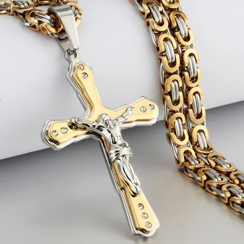 Men's Gold Cross Pendant Necklace Gold Silver Color Necklaces - Tophatter Daily Deals