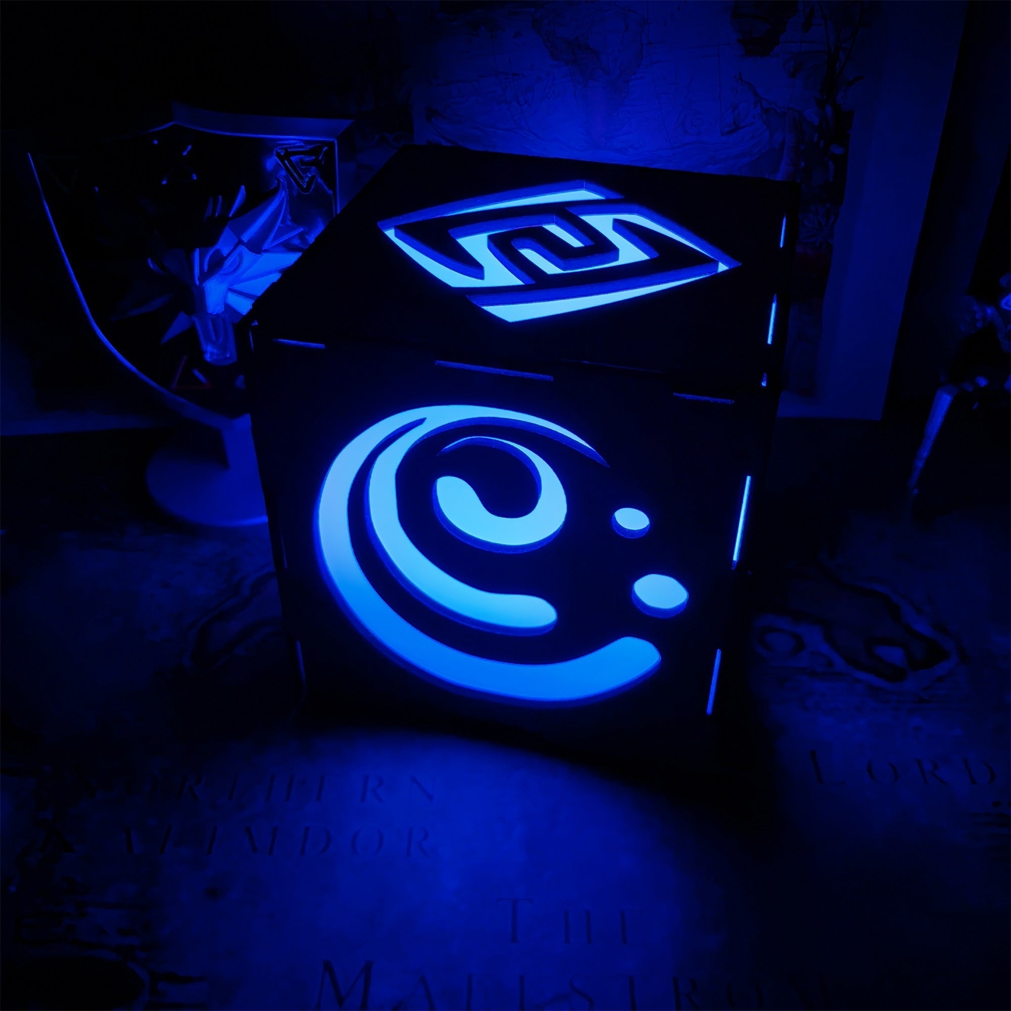 Anemo Pattern Hydro Water Element Tapestry Wooden Cube Light Desk Decor - Tophatter Daily Deals