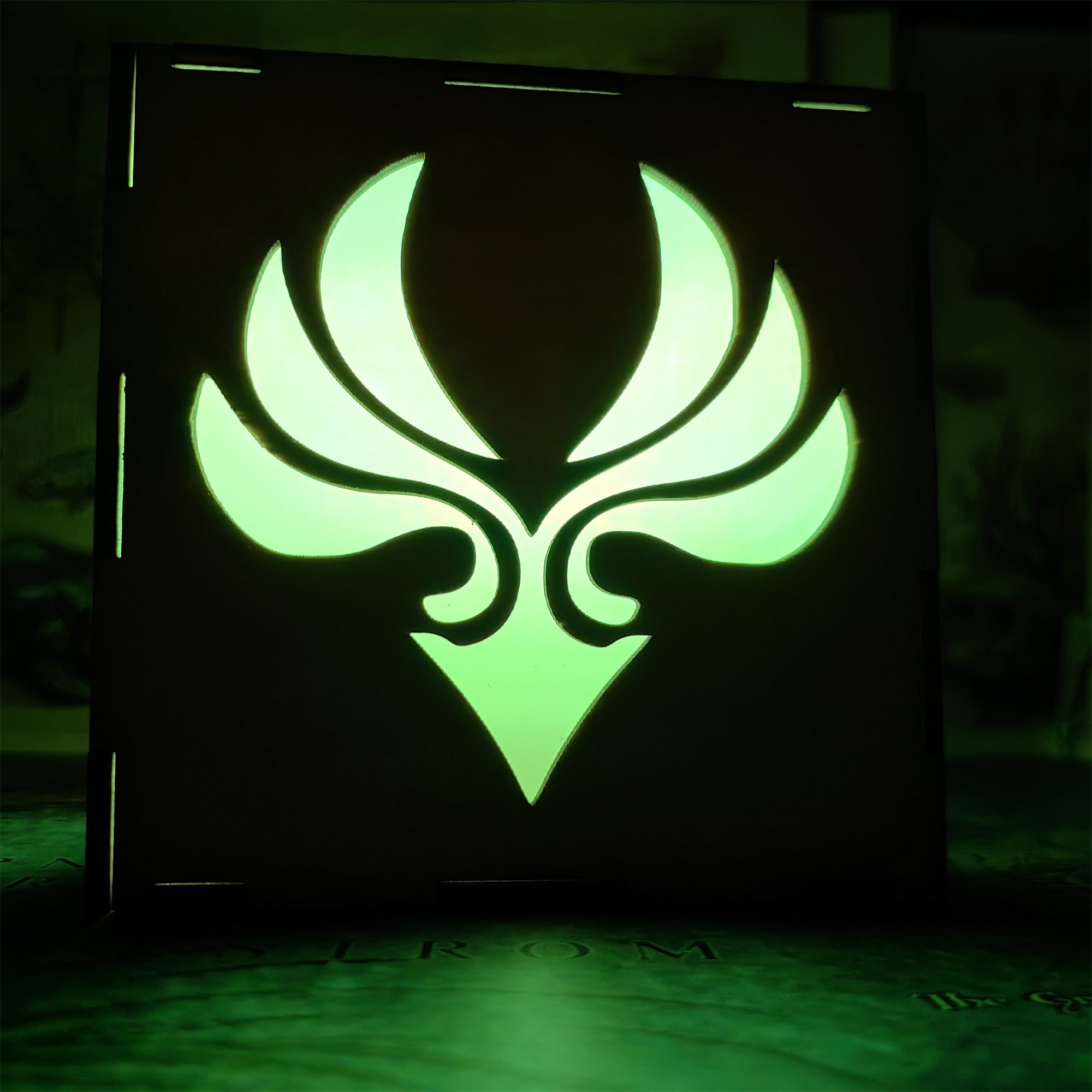 Anemo Pattern Hydro Water Element Tapestry Wooden Cube Light Desk Decor - Tophatter Daily Deals