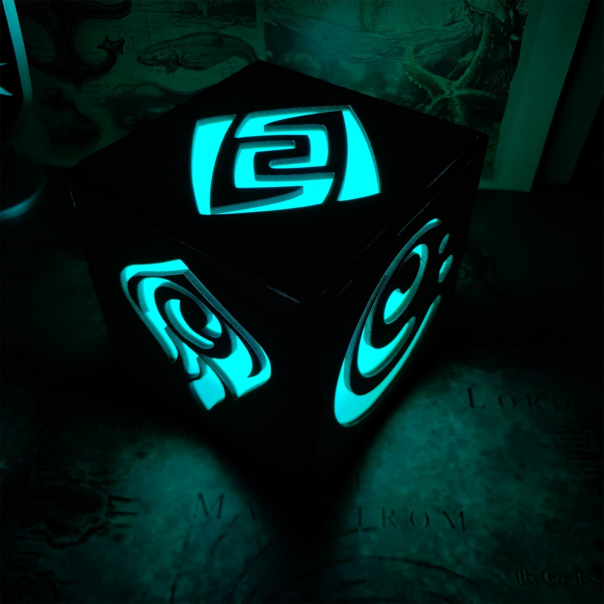 Anemo Pattern Hydro Water Element Tapestry Wooden Cube Light Desk Decor - Tophatter Daily Deals