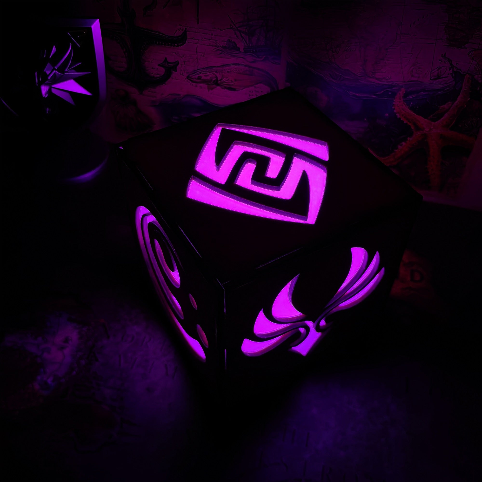 Anemo Pattern Hydro Water Element Tapestry Wooden Cube Light Desk Decor - Tophatter Daily Deals