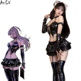 AniLV Anime Devil's City Queen Unifrom Women Cool Girl Punk Cyber Leather Outfits Costumes Cosplay black One Size - Tophatter Daily Deals