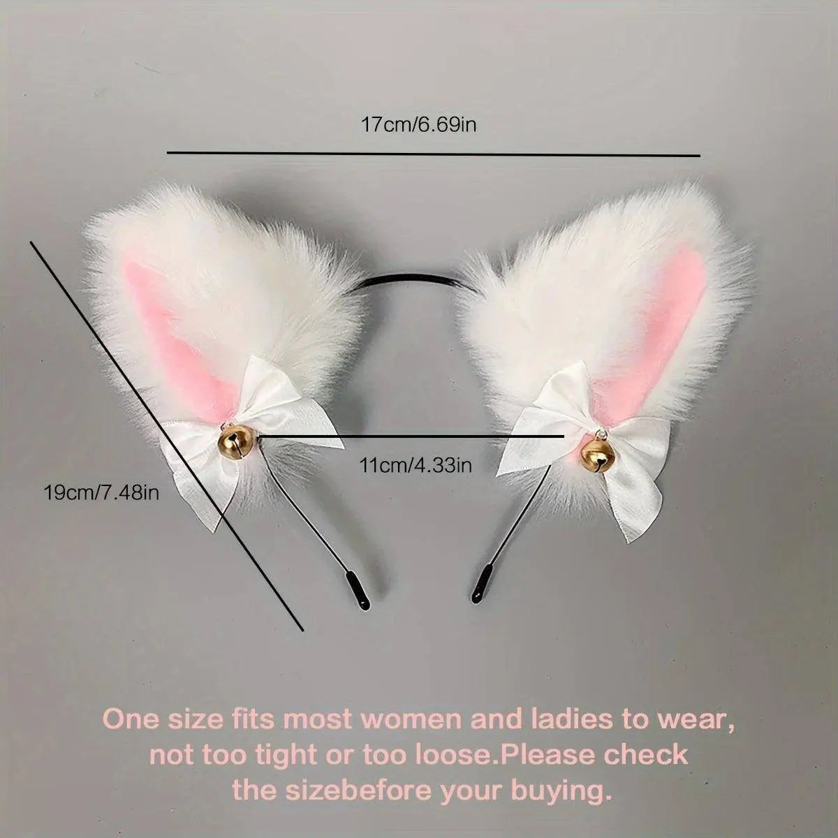 Animal Faux Fur Dogs And Cats Ears Headband, With Bell Cute Elastic Hair Accessories, Halloween Cosplay Costume Party Decor For Girls - Tophatter Daily Deals