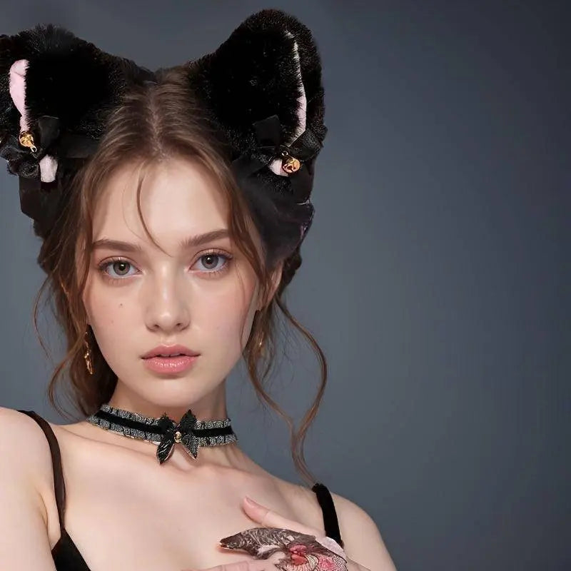 Animal Faux Fur Dogs And Cats Ears Headband, With Bell Cute Elastic Hair Accessories, Halloween Cosplay Costume Party Decor For Girls - Tophatter Daily Deals