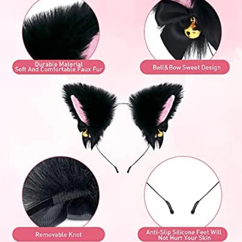 Animal Faux Fur Dogs And Cats Ears Headband, With Bell Cute Elastic Hair Accessories, Halloween Cosplay Costume Party Decor For Girls - Tophatter Daily Deals