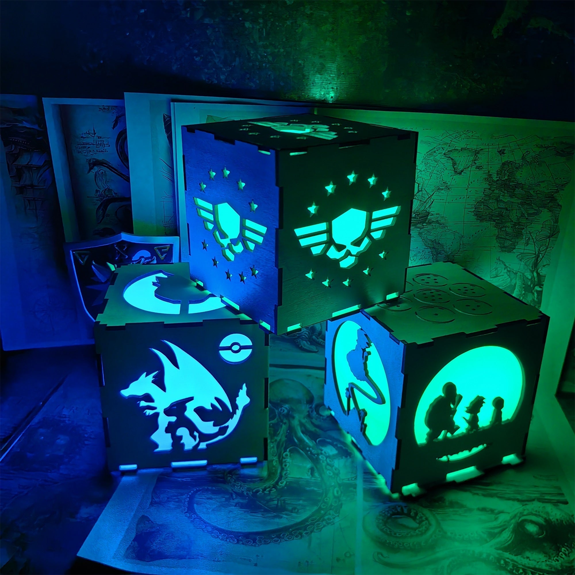 Anime Cute Pet Inspired Wood Cube Light Desk Decor - Tophatter Daily Deals