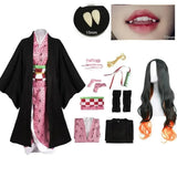 Anime Demon Slayer Kamado Nezuko Cosplay Costume Kimono Kimetsu No Yaiba Cosplay Wigs Hairs Halloween Carnival Women Outfit Suits Wigs Props Cos - Tophatter Daily Deals