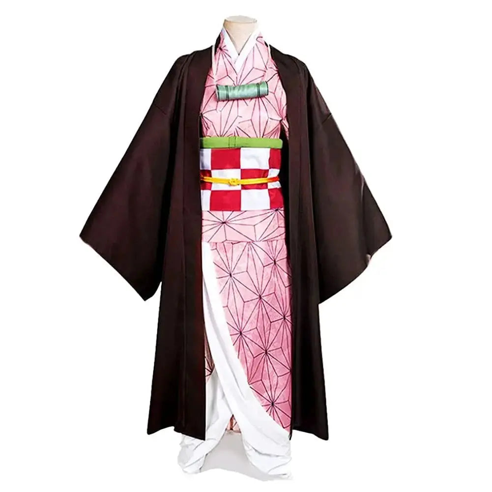 Anime Demon Slayer Kamado Nezuko Cosplay Costume Kimono Kimetsu No Yaiba Cosplay Wigs Hairs Halloween Carnival Women Outfit - Tophatter Daily Deals