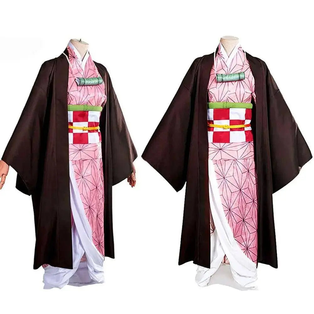 Anime Demon Slayer Kamado Nezuko Cosplay Costume Kimono Kimetsu No Yaiba Cosplay Wigs Hairs Halloween Carnival Women Outfit - Tophatter Daily Deals