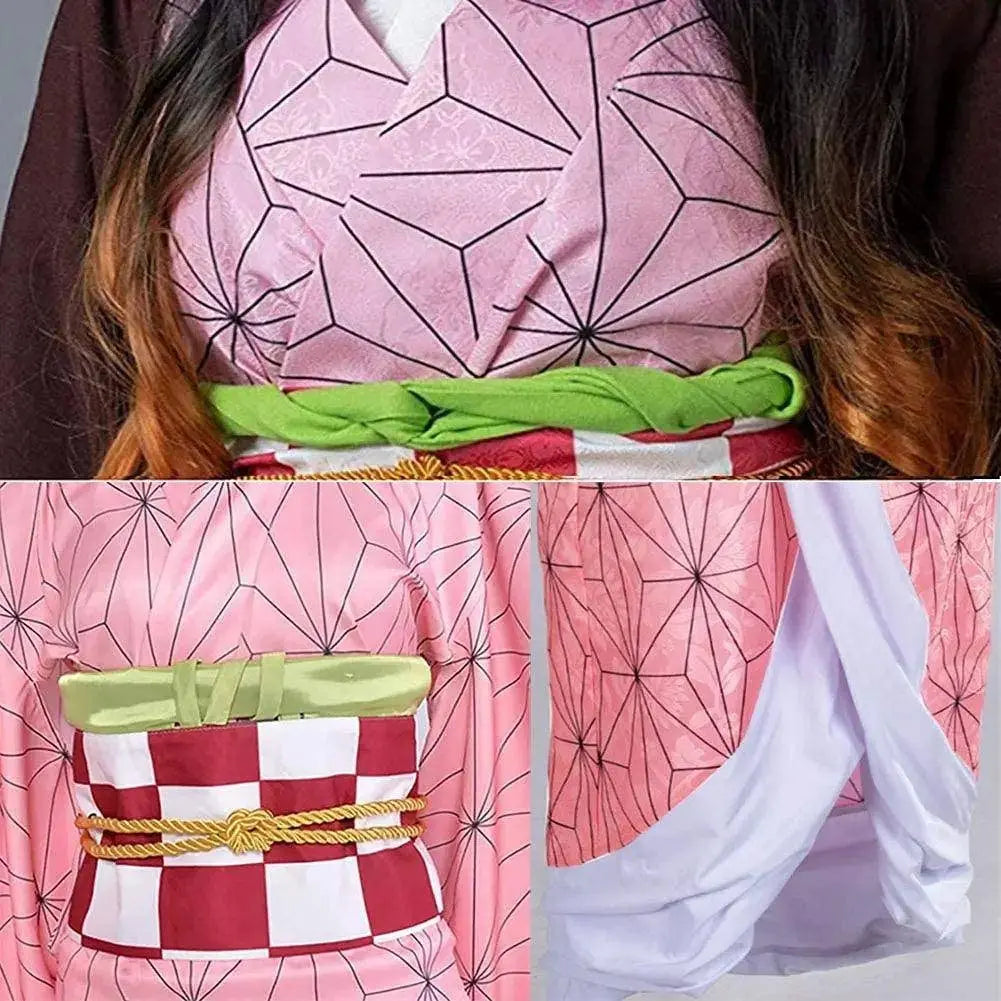 Anime Demon Slayer Kamado Nezuko Cosplay Costume Kimono Kimetsu No Yaiba Cosplay Wigs Hairs Halloween Carnival Women Outfit - Tophatter Daily Deals
