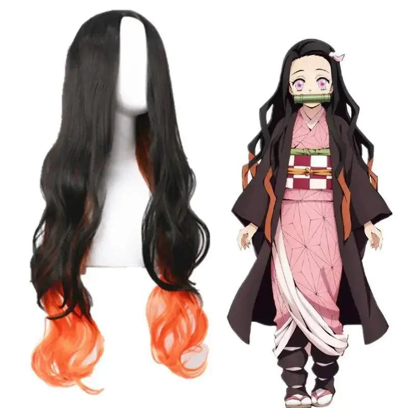 Anime Demon Slayer Kamado Nezuko Cosplay Costume Kimono Kimetsu No Yaiba Cosplay Wigs Hairs Halloween Carnival Women Outfit - Tophatter Daily Deals