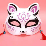 Anime Foxes Mask Japanese Cosplay Rave Hand-Painted Cartoon Demon Slayer Half Face Cat Masks Masquerade Festival Party Props Purple Black J - Tophatter Daily Deals