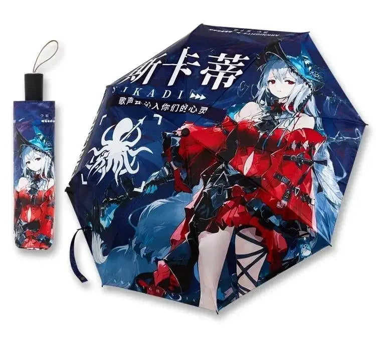 Anime Genshin Impact Umbrella Ganyu Hutao Three-folding UV Blocking Mobile Parasol Genshin Impact waterproof Rain Umbrella Gear Skadi - Tophatter Daily Deals