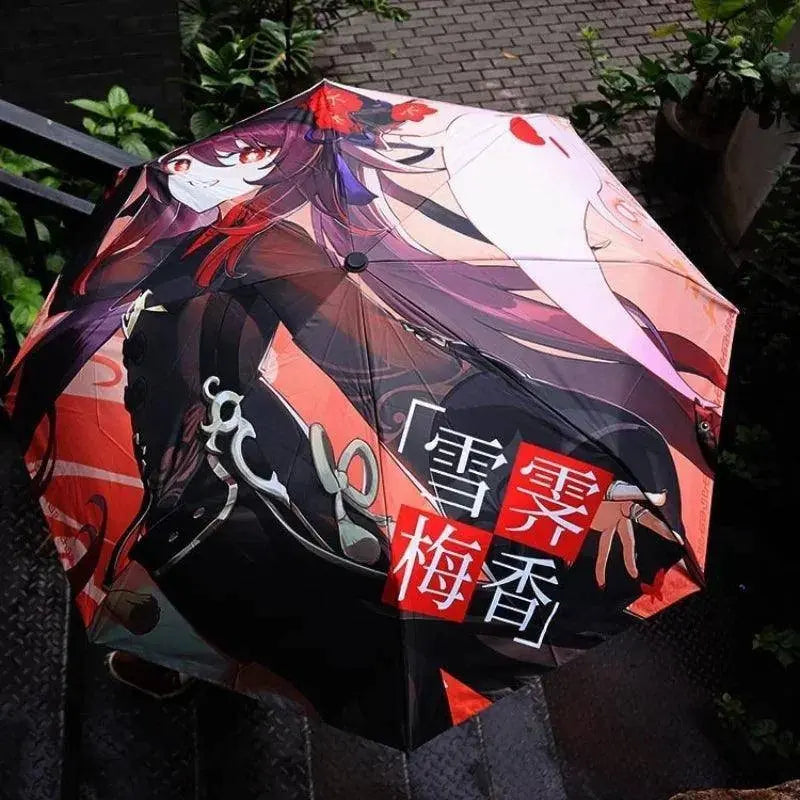 Anime Genshin Impact Umbrella Ganyu Hutao Three-folding UV Blocking Mobile Parasol Genshin Impact waterproof Rain Umbrella Gear - Tophatter Daily Deals