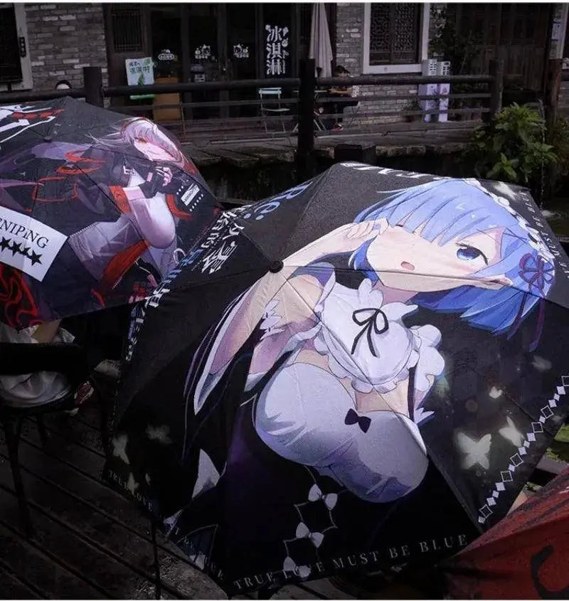 Anime Genshin Impact Umbrella Ganyu Hutao Three-folding UV Blocking Mobile Parasol Genshin Impact waterproof Rain Umbrella Gear - Tophatter Daily Deals