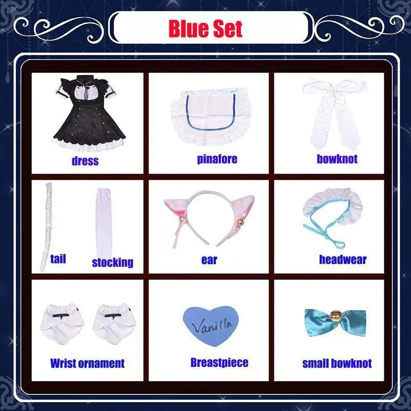 Anime NEKOPARA Chocolate Vanilla Cosplay Costume Cute Cat Neko Lolita Maid Dress Wig Outfits Girl Women Halloween Carnival Skirt - Tophatter Daily Deals
