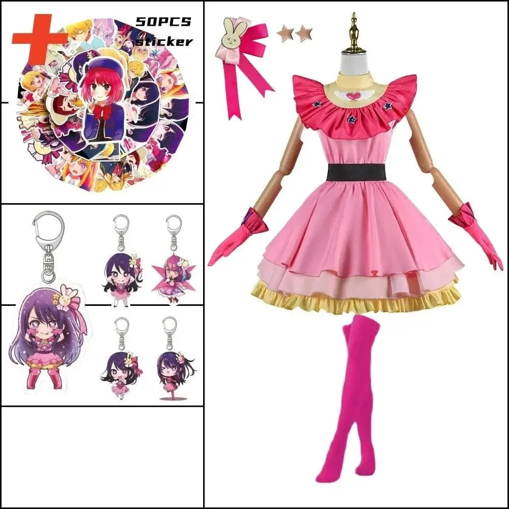 Anime OSHI NO KO Ai Hoshino Cosplay Costume Dress Lolita Skirt Pink Uniform Bunny Hairpin Halloween Carnival Party Clothes B1 CHINA | anime - Tophatter Daily Deals