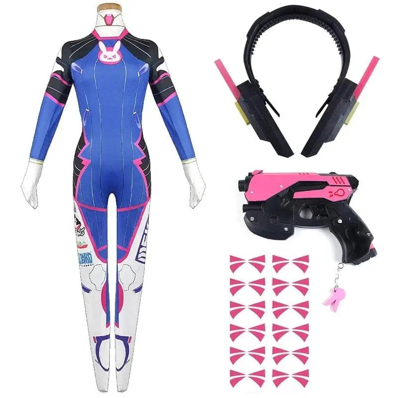 Anime Woman Jumpsuit Tights Dva Cosplay Costume Game Zentai Wig Cosplay Props Headphone Suit D.Va Cos Party Halloween Costumes Clothe headphone gun - Tophatter Daily Deals