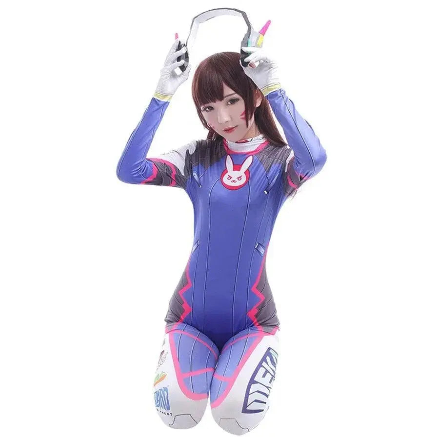 Anime Woman Jumpsuit Tights Dva Cosplay Costume Game Zentai Wig Cosplay Props Headphone Suit D.Va Cos Party Halloween Costumes - Tophatter Daily Deals