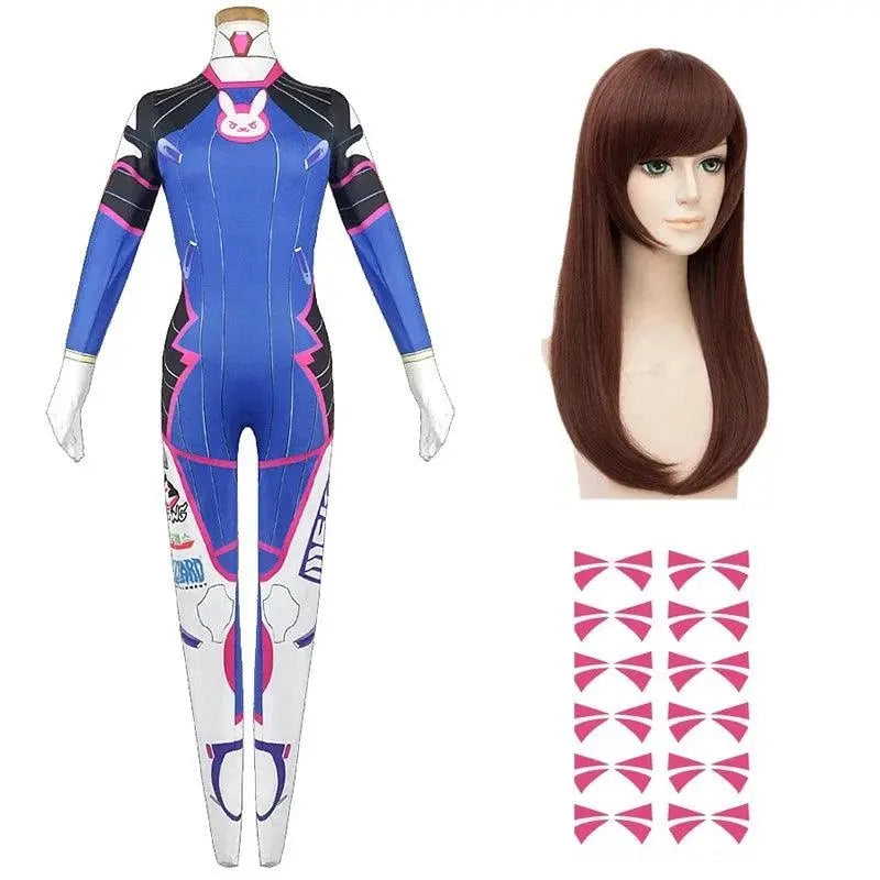 Anime Woman Jumpsuit Tights Dva Cosplay Costume Game Zentai Wig Cosplay Props Headphone Suit D.Va Cos Party Halloween Costumes Clothing wig - Tophatter Daily Deals