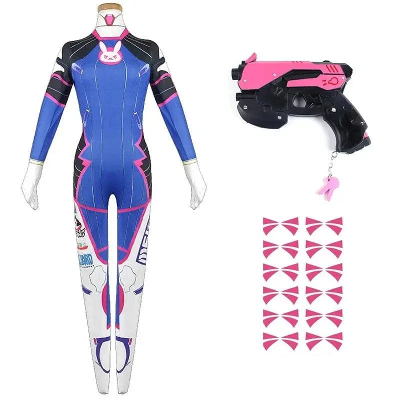 Anime Woman Jumpsuit Tights Dva Cosplay Costume Game Zentai Wig Cosplay Props Headphone Suit D.Va Cos Party Halloween Costumes Dva clothes gun suit - Tophatter Daily Deals
