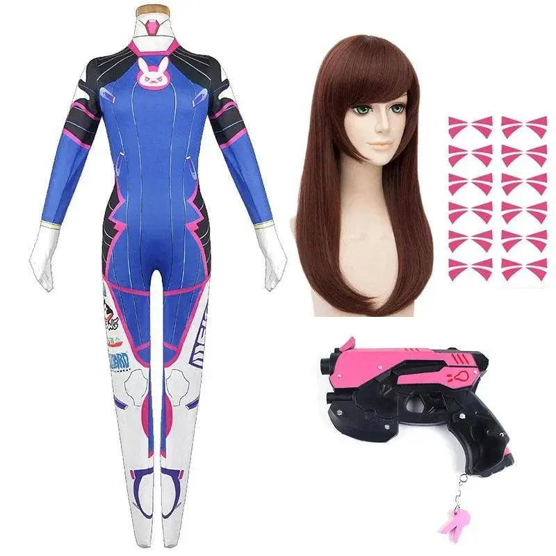 Anime Woman Jumpsuit Tights Dva Cosplay Costume Game Zentai Wig Cosplay Props Headphone Suit D.Va Cos Party Halloween Costumes Clothing.pistol.wig - Tophatter Daily Deals