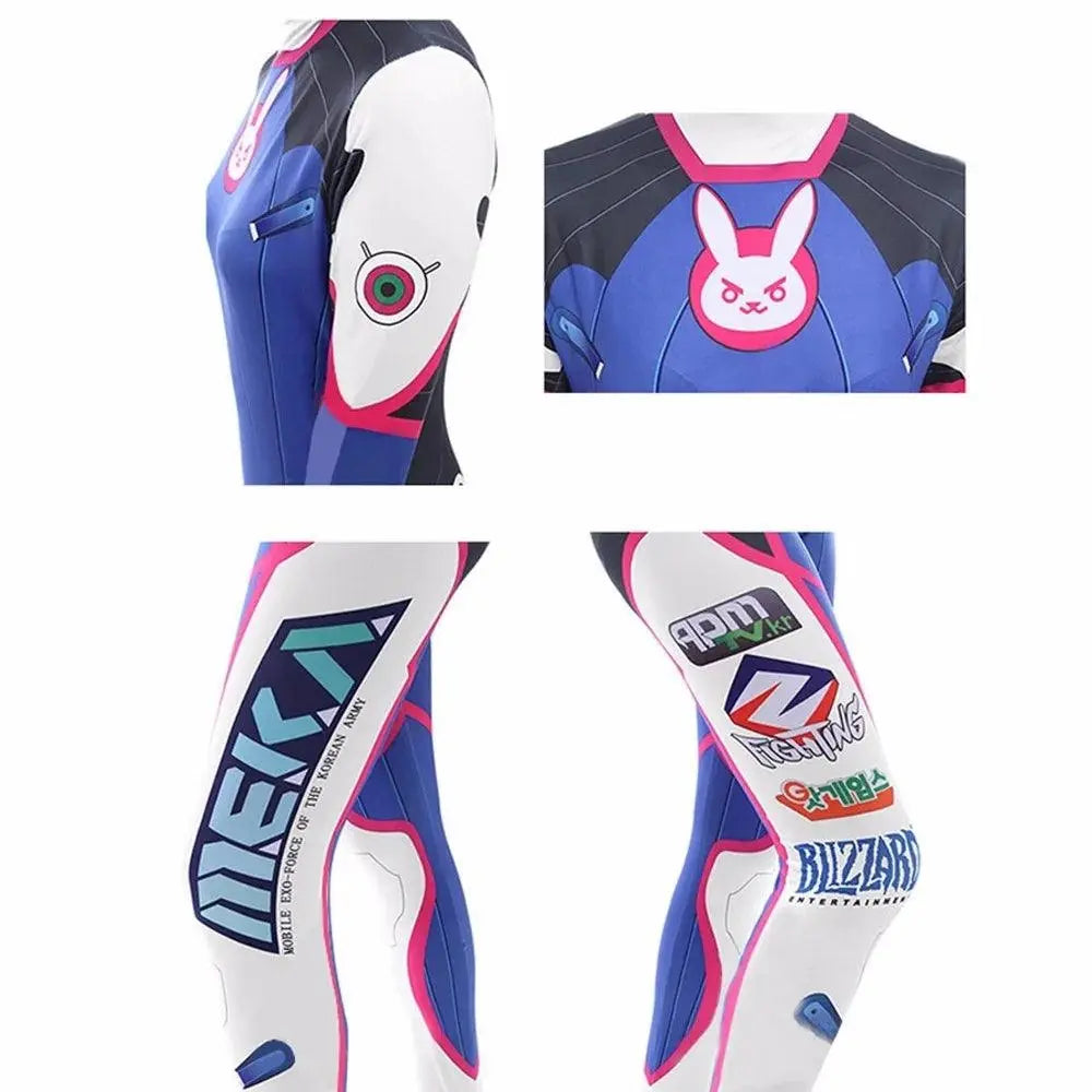 Anime Woman Jumpsuit Tights Dva Cosplay Costume Game Zentai Wig Cosplay Props Headphone Suit D.Va Cos Party Halloween Costumes - Tophatter Daily Deals