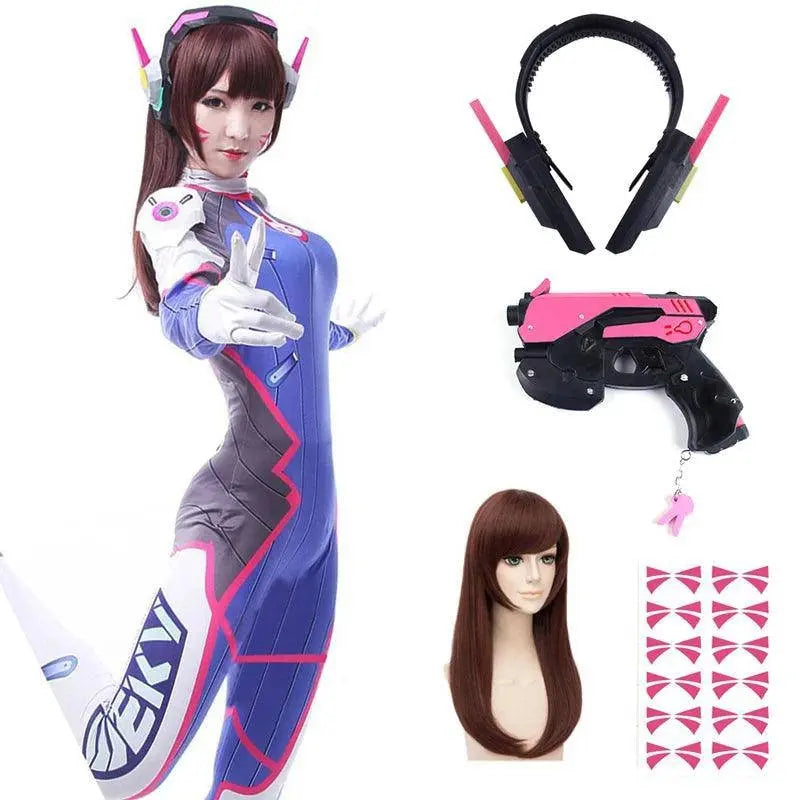 Anime Woman Jumpsuit Tights Dva Cosplay Costume Game Zentai Wig Cosplay Props Headphone Suit D.Va Cos Party Halloween Costumes - Tophatter Daily Deals