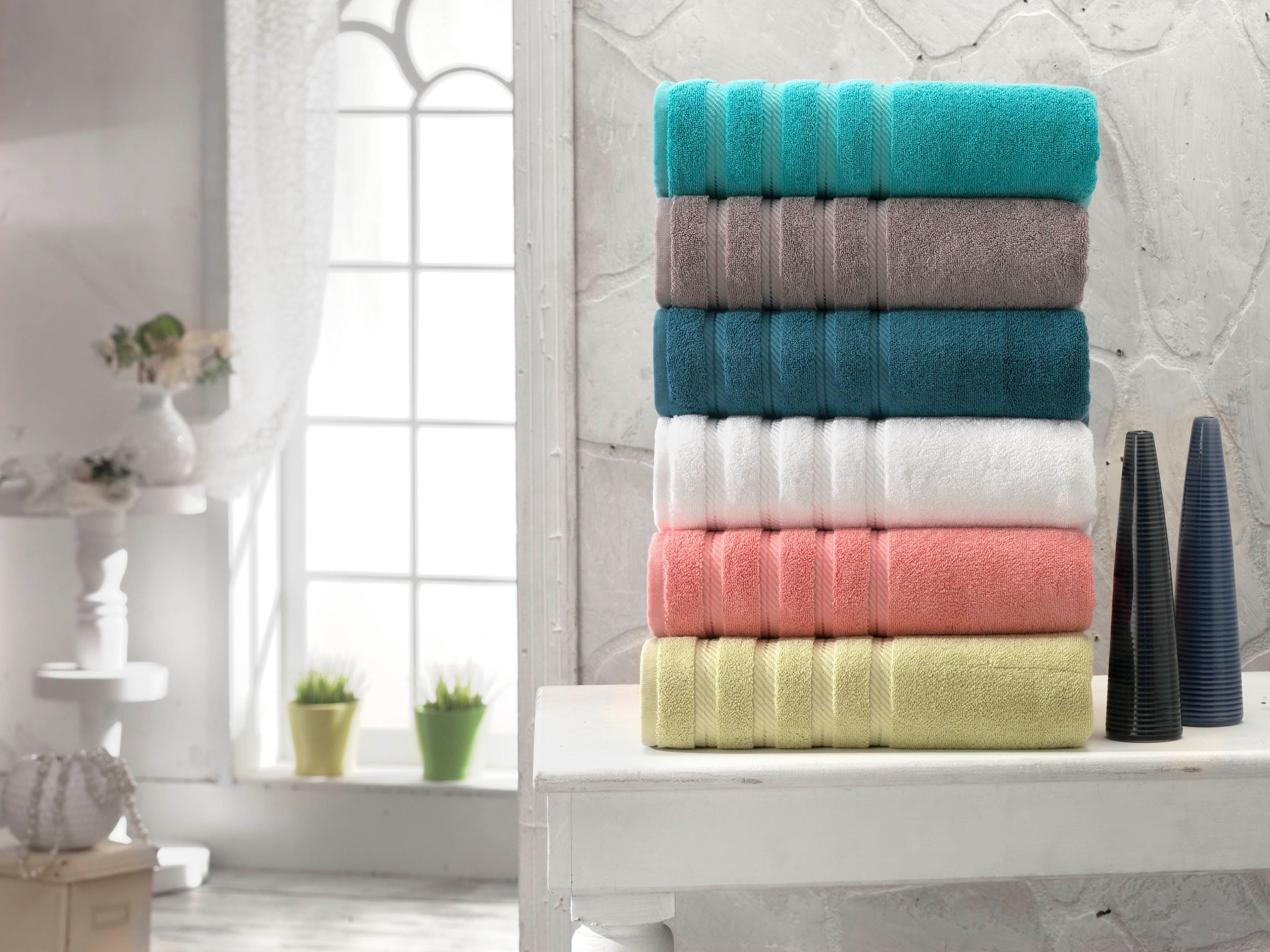 Antalya Turkish Cotton Luxury Bath Towels Set - 4 Pieces Bath Towel - Tophatter Daily Deals