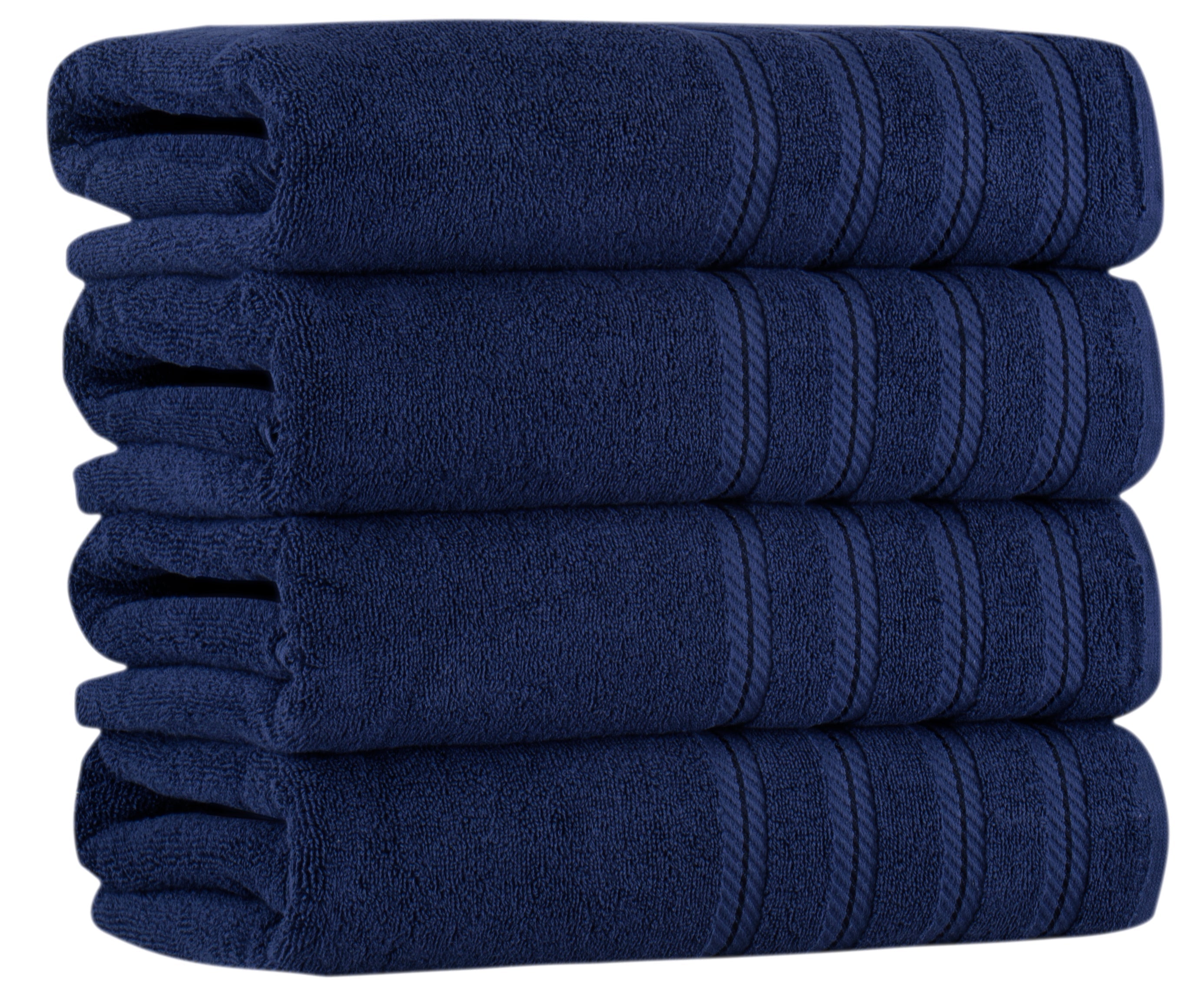 Antalya Turkish Cotton Luxury Bath Towels Set - 4 Pieces Navy Bath Towel - Tophatter Daily Deals