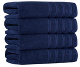 Antalya Turkish Cotton Luxury Bath Towels Set - 4 Pieces Navy Bath Towel - Tophatter Daily Deals