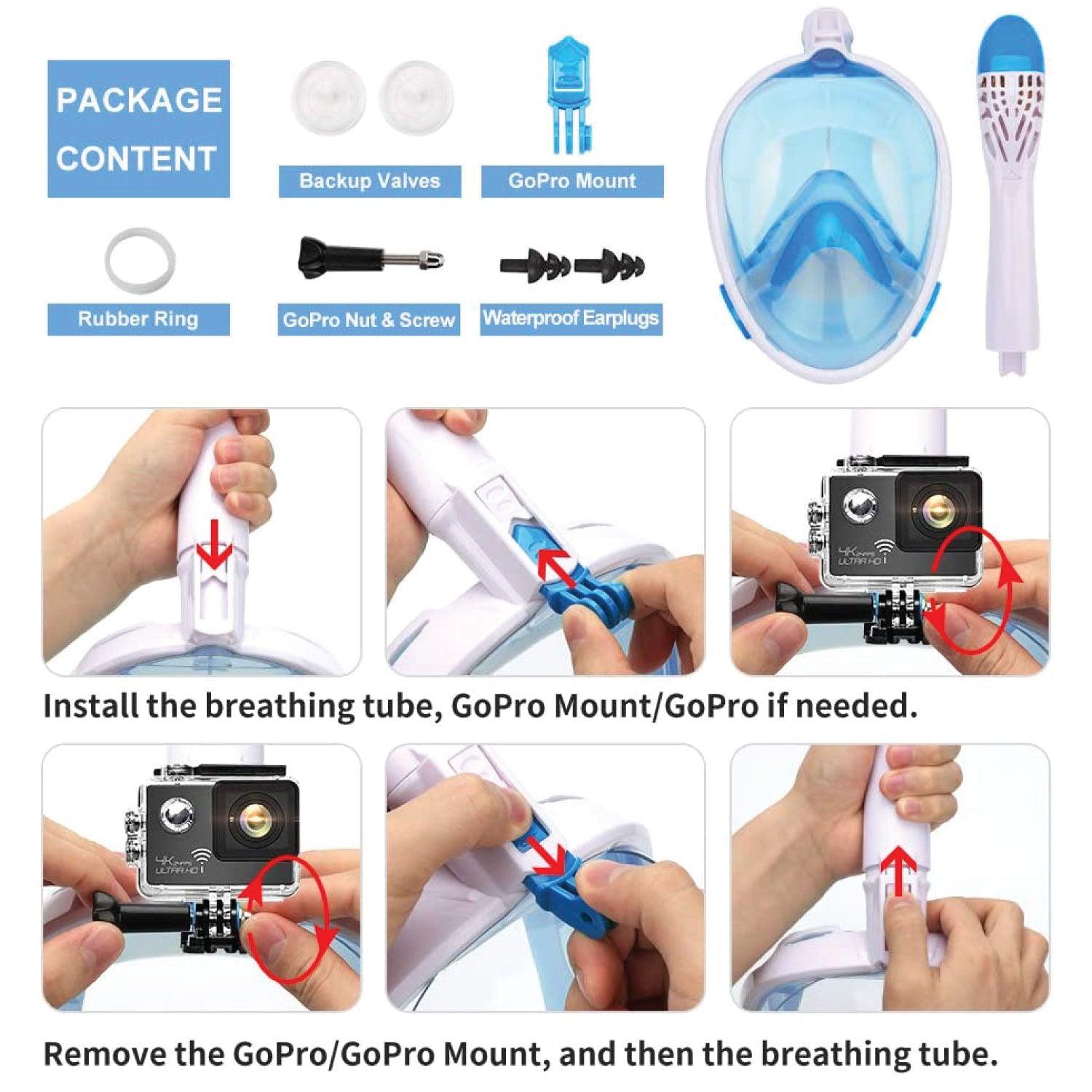 Full Face Snorkel Mask - Swimming Mask Scuba Set Full Anti-fog Diving for Adults or Kids With Upgraded Safety Breathing System Sports & Outdoor - Tophatter Daily Deals