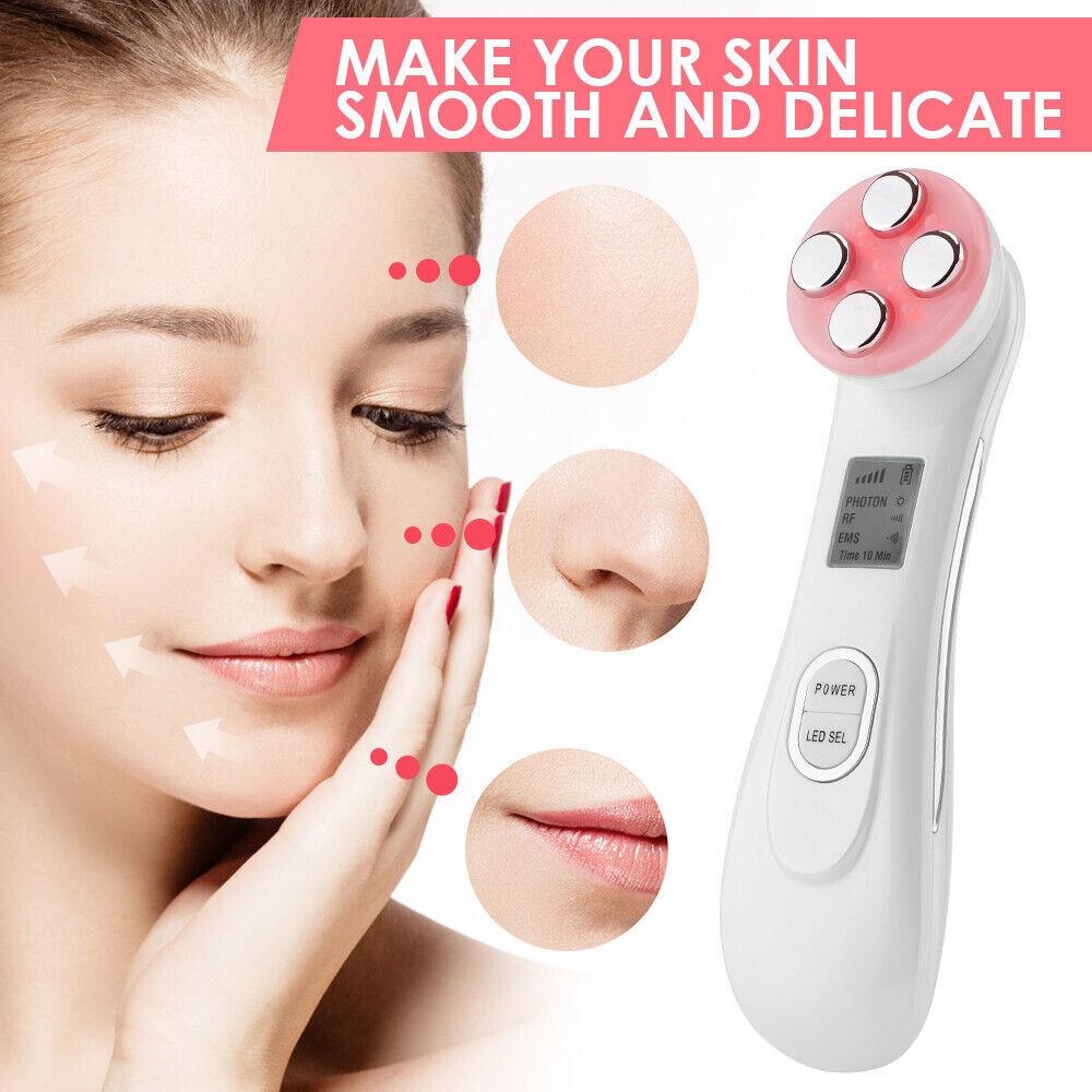 Face Tightener Machine - 5 in1 LED RF Skin Beauty Instrument Ultrasonic Face Massager Anti-aging Device Health & Beauty - Tophatter Daily Deals
