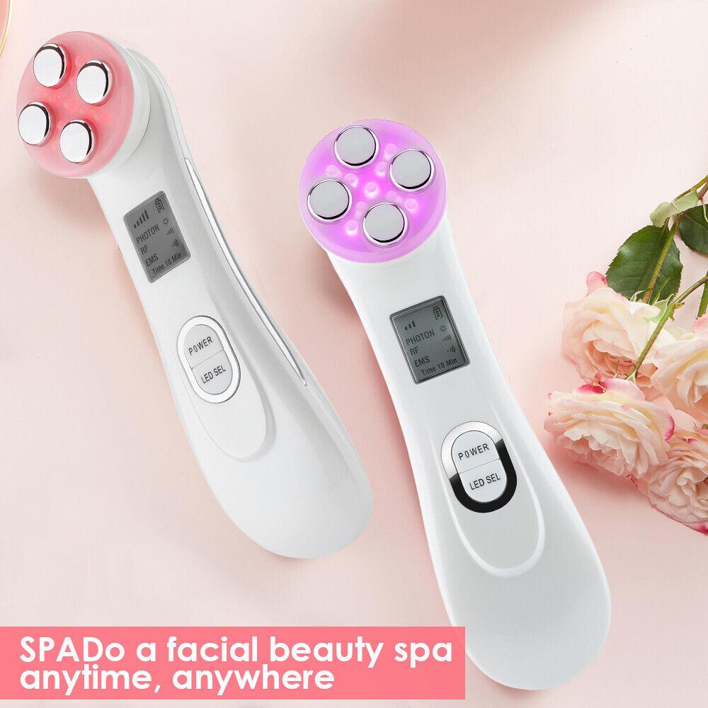 Face Tightener Machine - 5 in1 LED RF Skin Beauty Instrument Ultrasonic Face Massager Anti-aging Device Health & Beauty - Tophatter Daily Deals