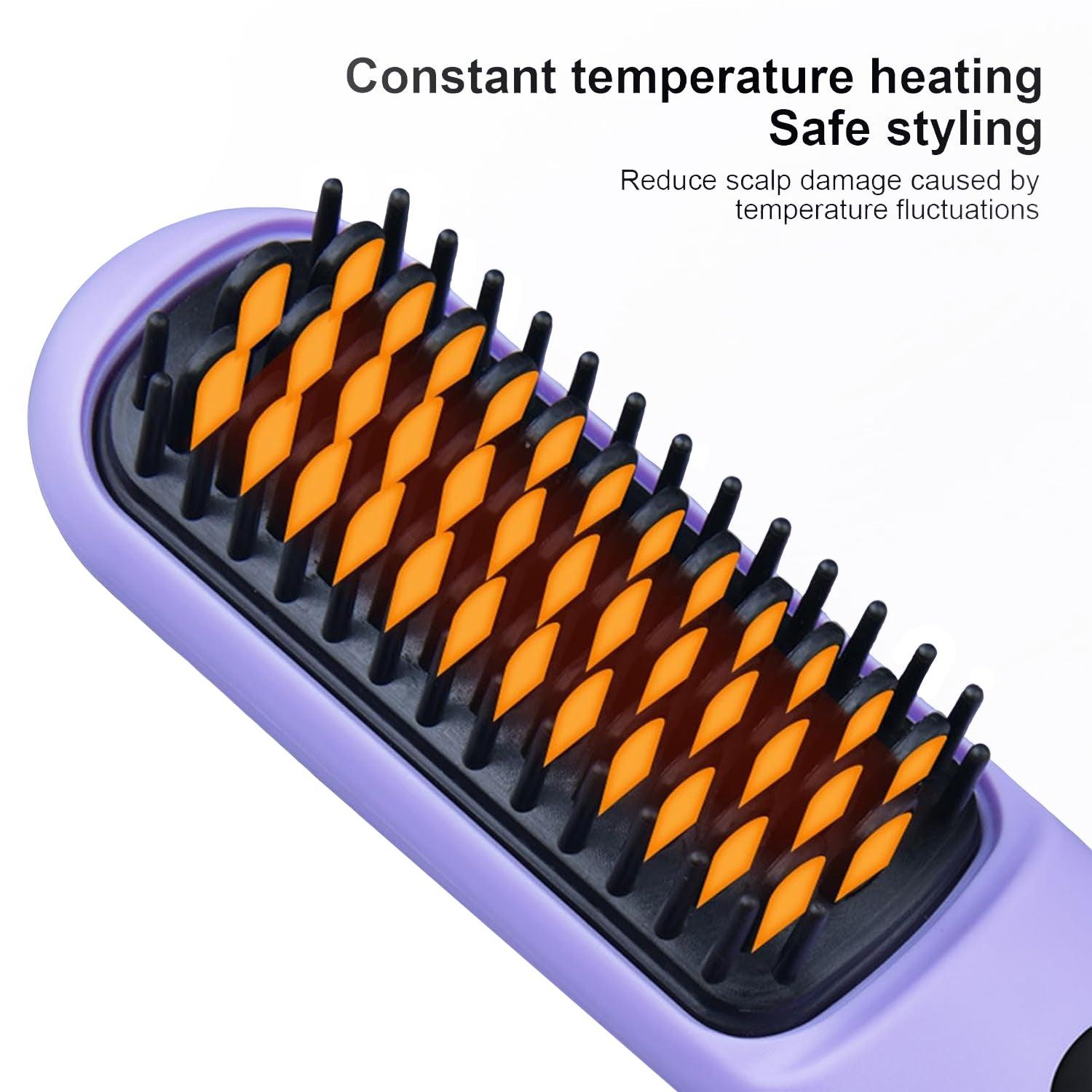 Cordless Hair Straightener - Portable Hair Straightener Brush Antiscald Hair Iron Health & Beauty - Tophatter Daily Deals