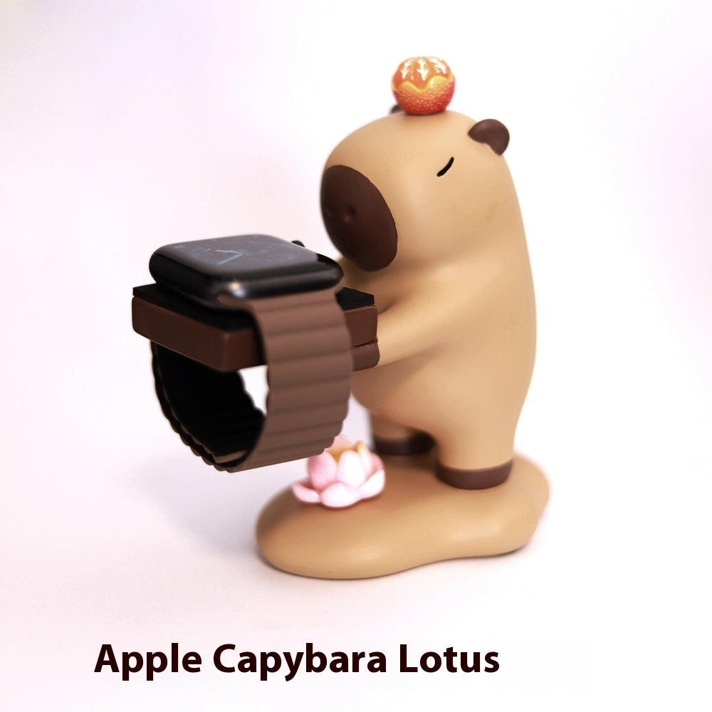 Apple Watch Capybara Charger Holder Lotus +Orange Decor - Tophatter Daily Deals