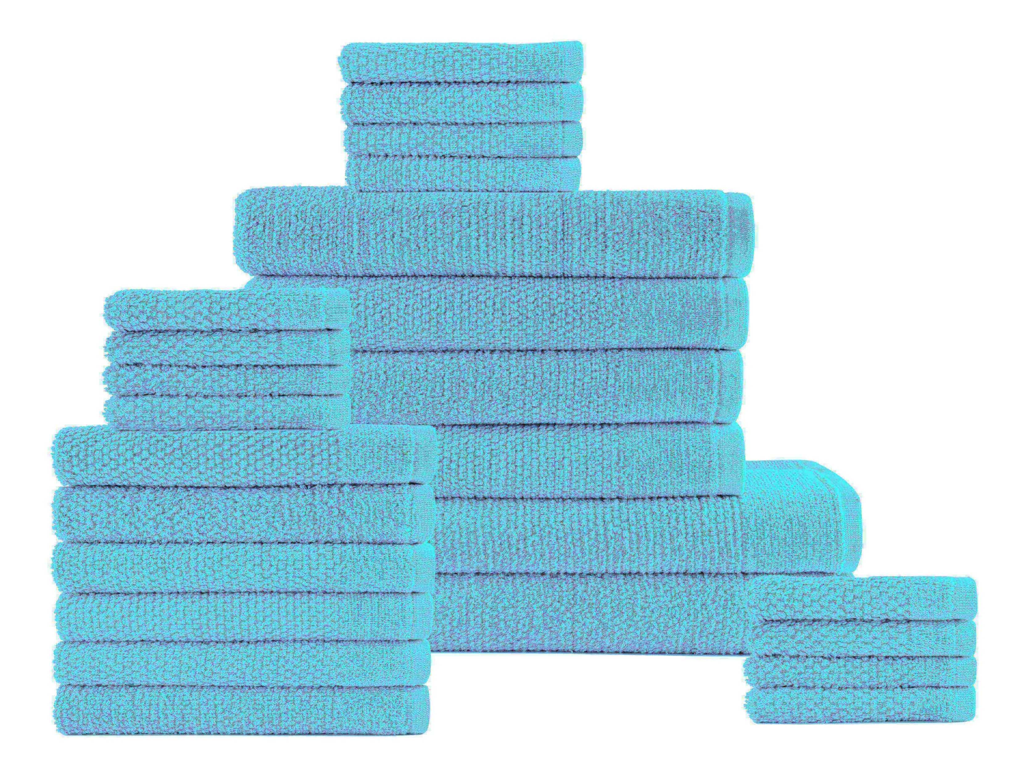 Dan River 24 Piece Popcorn Cotton Bath Towel Set Aqua Bath Towel - Tophatter Daily Deals