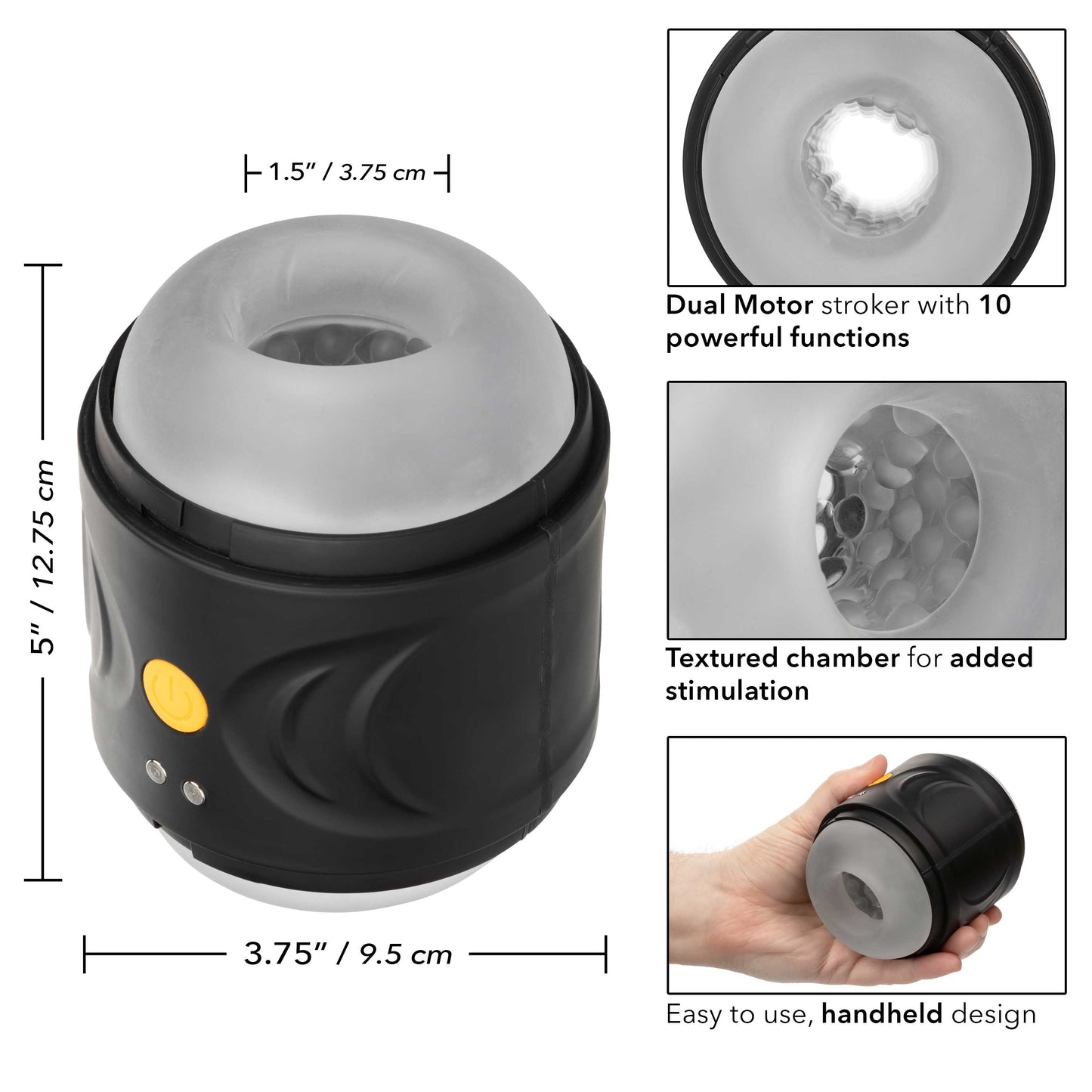 Boundless Dual Motor Stroker Black with Textured Chamber and 10 Function Settings > Sex Toys For Men > Masturbators > Vibrating - Tophatter Daily Deals
