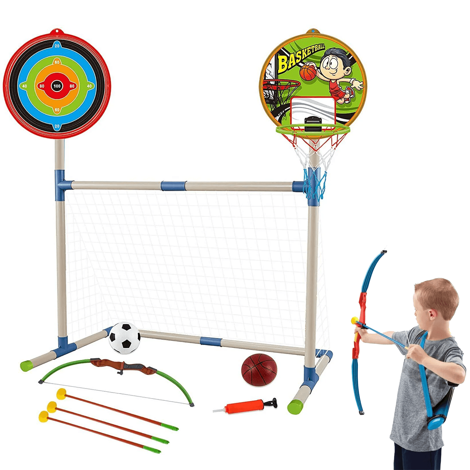 Junior Archery Sets - 3 in 1 Outdoor Games Sports Basketball Football Archery Play Set for Kids Sports & Outdoor - Tophatter Daily Deals