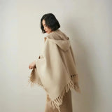 Lightweight Cozy Women's Poncho - Hooded Draped, Cashmere - Tophatter Daily Deals