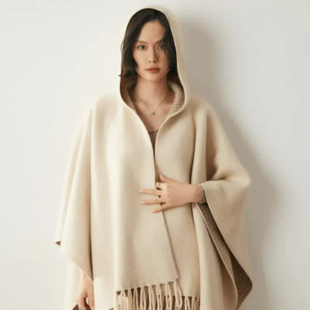 Lightweight Cozy Women's Poncho - Hooded Draped, Cashmere - Tophatter Daily Deals