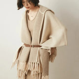 Lightweight Cozy Women's Poncho - Hooded Draped, Cashmere - Tophatter Daily Deals