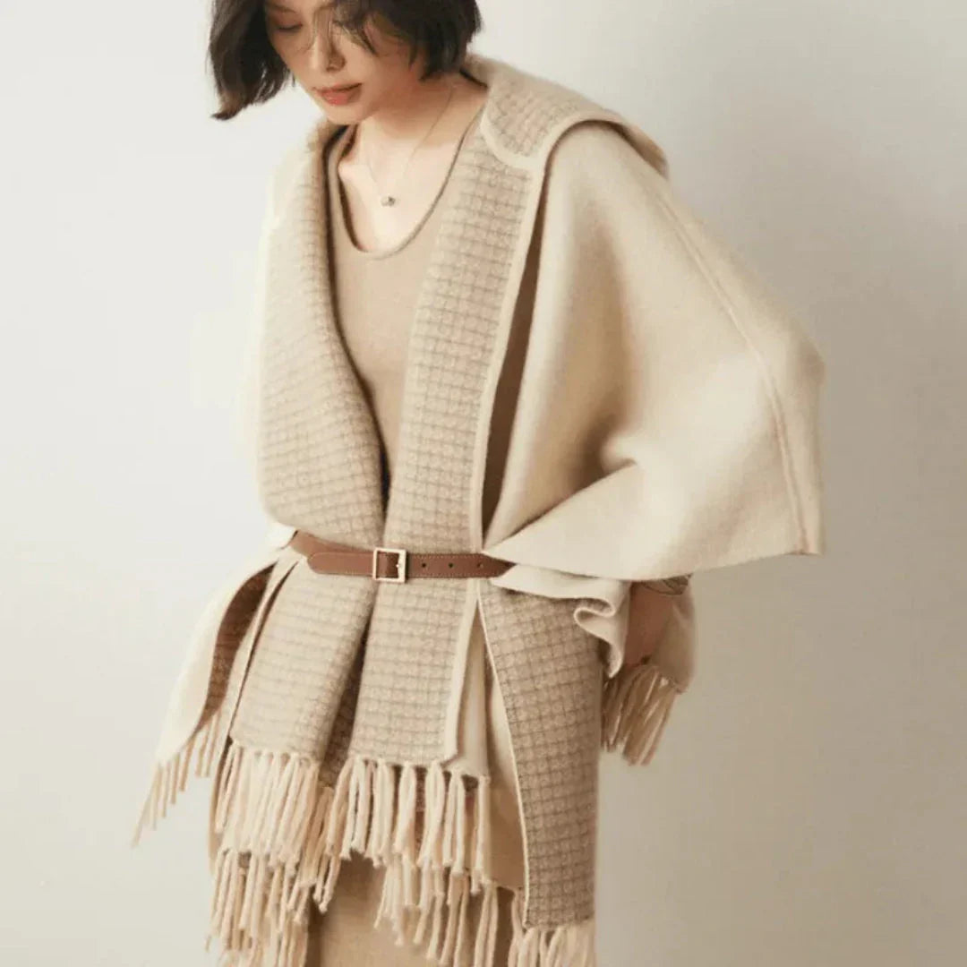Lightweight Cozy Women's Poncho - Hooded Draped, Cashmere - Tophatter Daily Deals