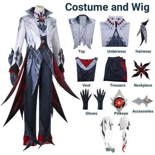 Arlecchino The Knave Cosplay Costume Genshin Impact Fatui Harbinger Costume and wig Cosplay - Tophatter Daily Deals