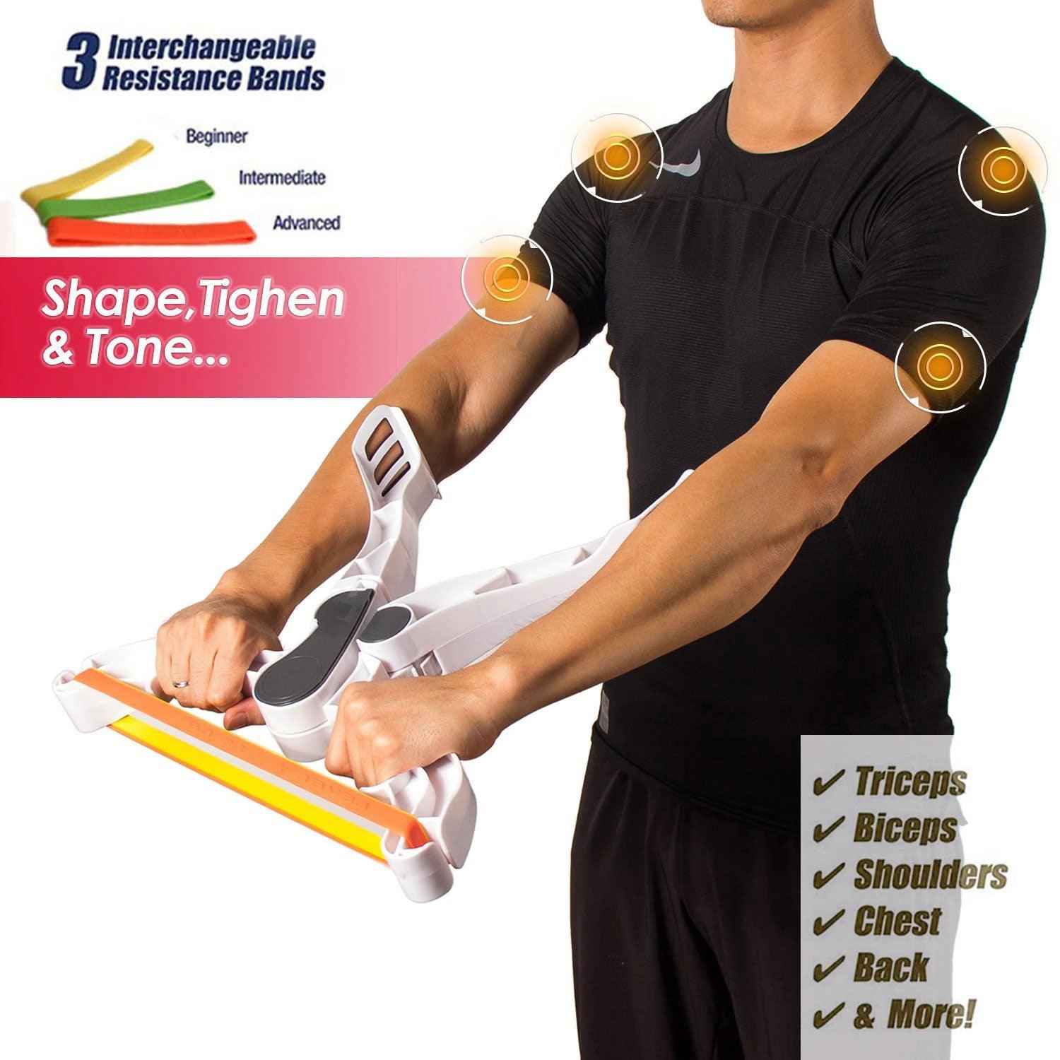 Arm Workout Machine - Arm Exercise Equipment Upper Body Arm Workout Machines with 3 System Resistance Training Bands for Women Strength Training Fitness - Tophatter Daily Deals