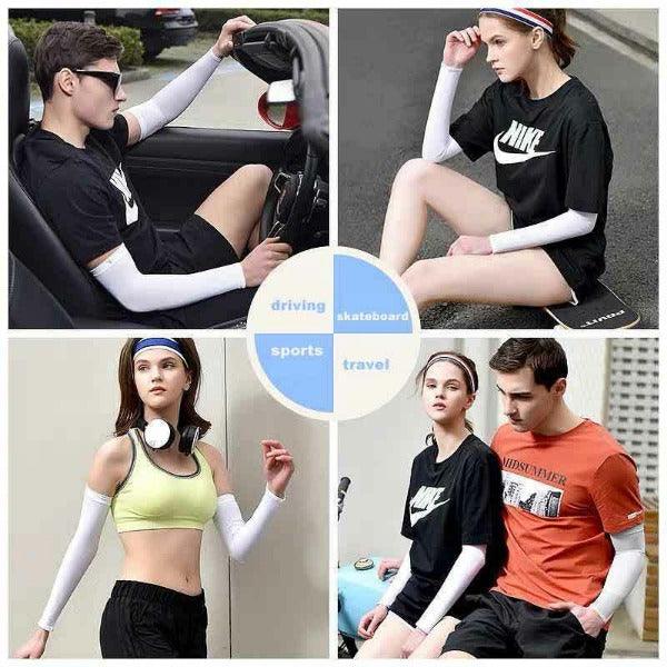 UV Protection Arm Sleeves - Breathable Sun Arm Sleeves, for Summer Sport Running Cycling Climbing Driving Golf Cycling - Tophatter Daily Deals