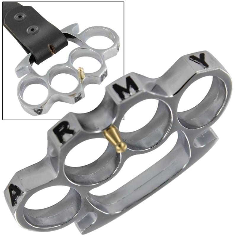 Army Strong Silver Knuckle Buckle - Tophatter's Guns'N'Weapons Store Collectible Weapons - Tophatter Daily Deals